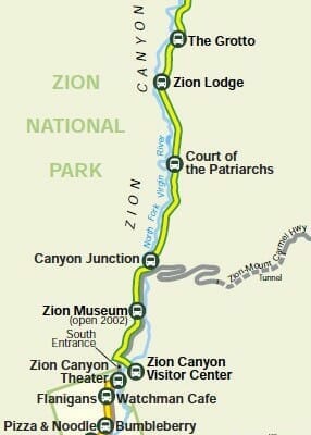 Zion Shuttle Map